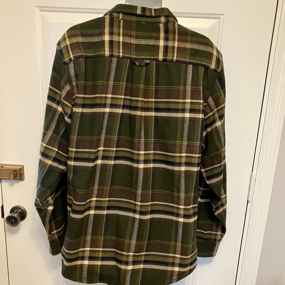 Orvis Men's Sz XL Heavy Green Brown Plaid Flannel Shirt Jacket Shacket Fisherman - Picture 6 of 8